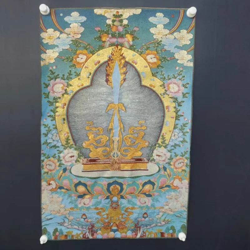 

Colorful Manjusri Bodhisattva Sword Tangka Embroidery Silk Painting Tibetan Buddhism Wall Decoration Hanging Painting mural