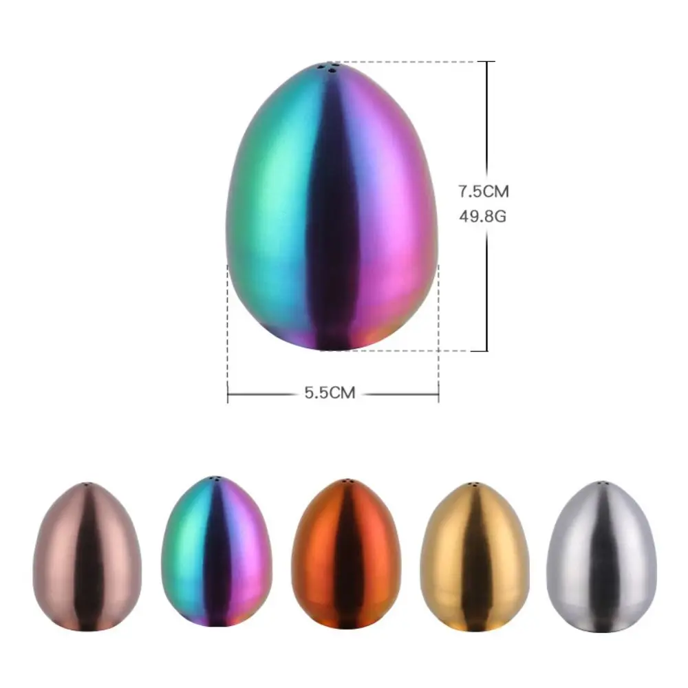 Egg Shape Stainless Steel Condiment Jar Utensils Salt Pepper Shaker for Cooking Upright 3-hole Kitchen Seasoning Container