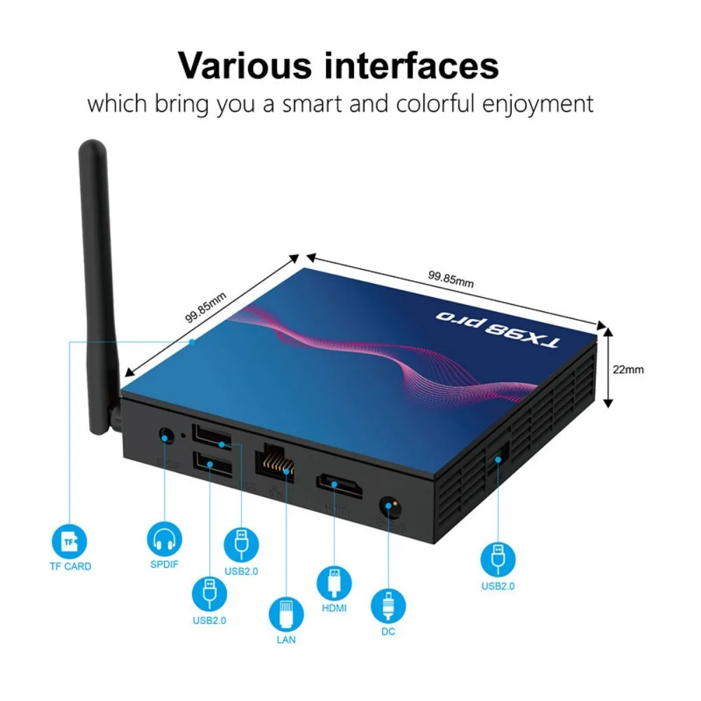 

TX98 Pro Android 14.0 Smart TV BOX H618 4K WIFI6 ARM Cortex A53 2/4GB 16/32/ 64GB 3D 2.4G/5G For Google Media Player