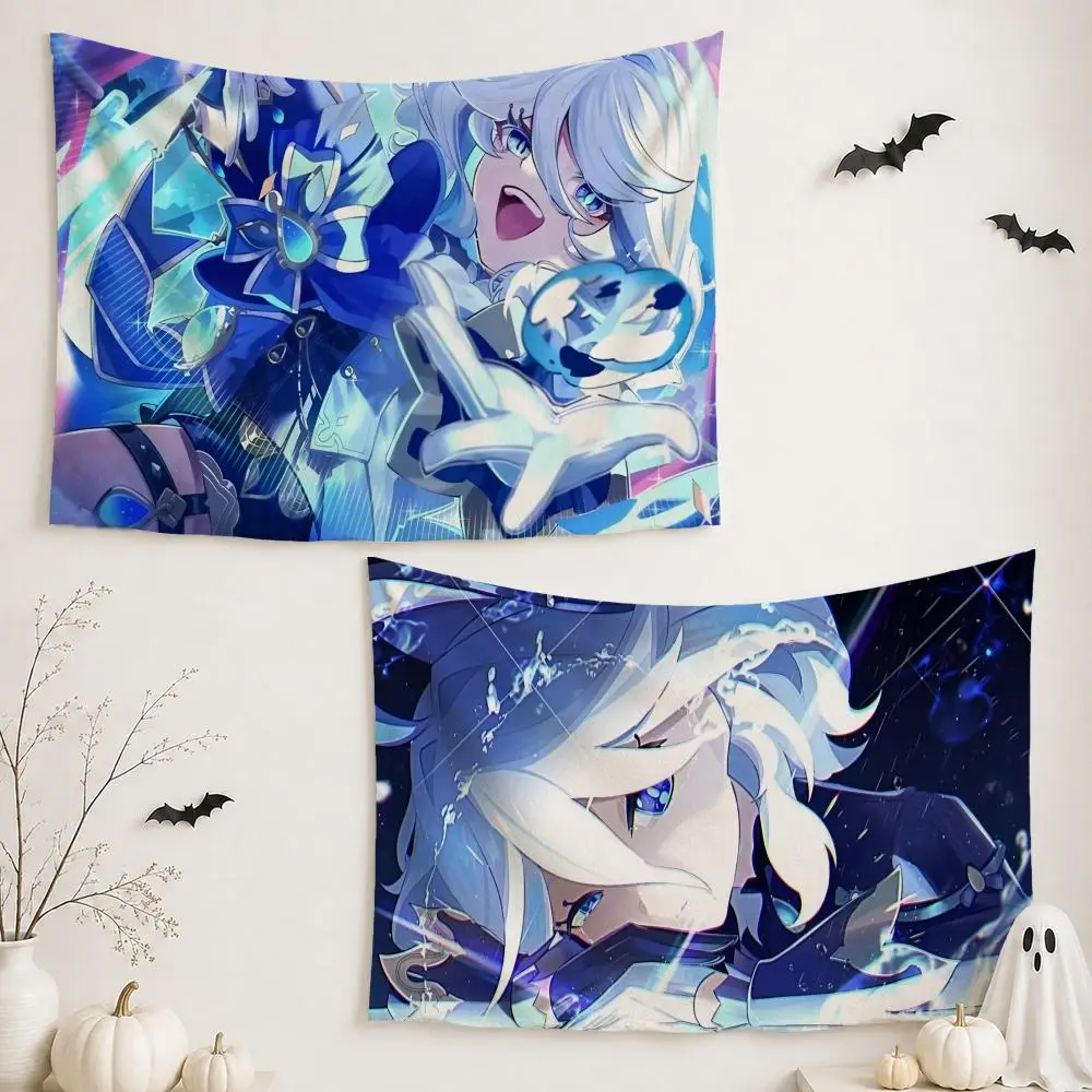 G-Genshin Impact Furina			 Tapestry Wall Hanging Tapestry Aesthetic Room Decor Banners for Bedroom Living Room Outdoor Party