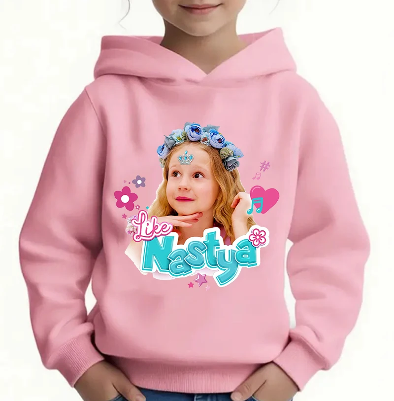 

Толстовка с принтом Kawaii Like Nastya, свитшот для девочек, осень/зима, пуловер с длинными рукавами, Harajuku, детские повседневные топы, осенний спортивный костюм