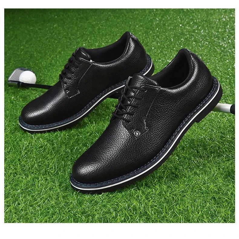 Fashion Men Sport Golf Shoes Waterproof Spike Sneakers Outdoor Male Fashion Soft Walking Leather White Black Training Footwear