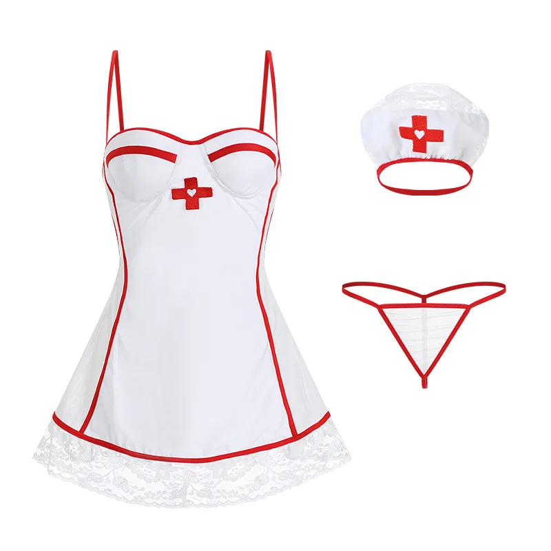 Hot Sexy Dessous Cosplay Krankenschwester Kostüme Exotische Roleplay Uniform Erotische Kleidung Strümpfe Frauen Cosplay Kleid Exotische Kleidung