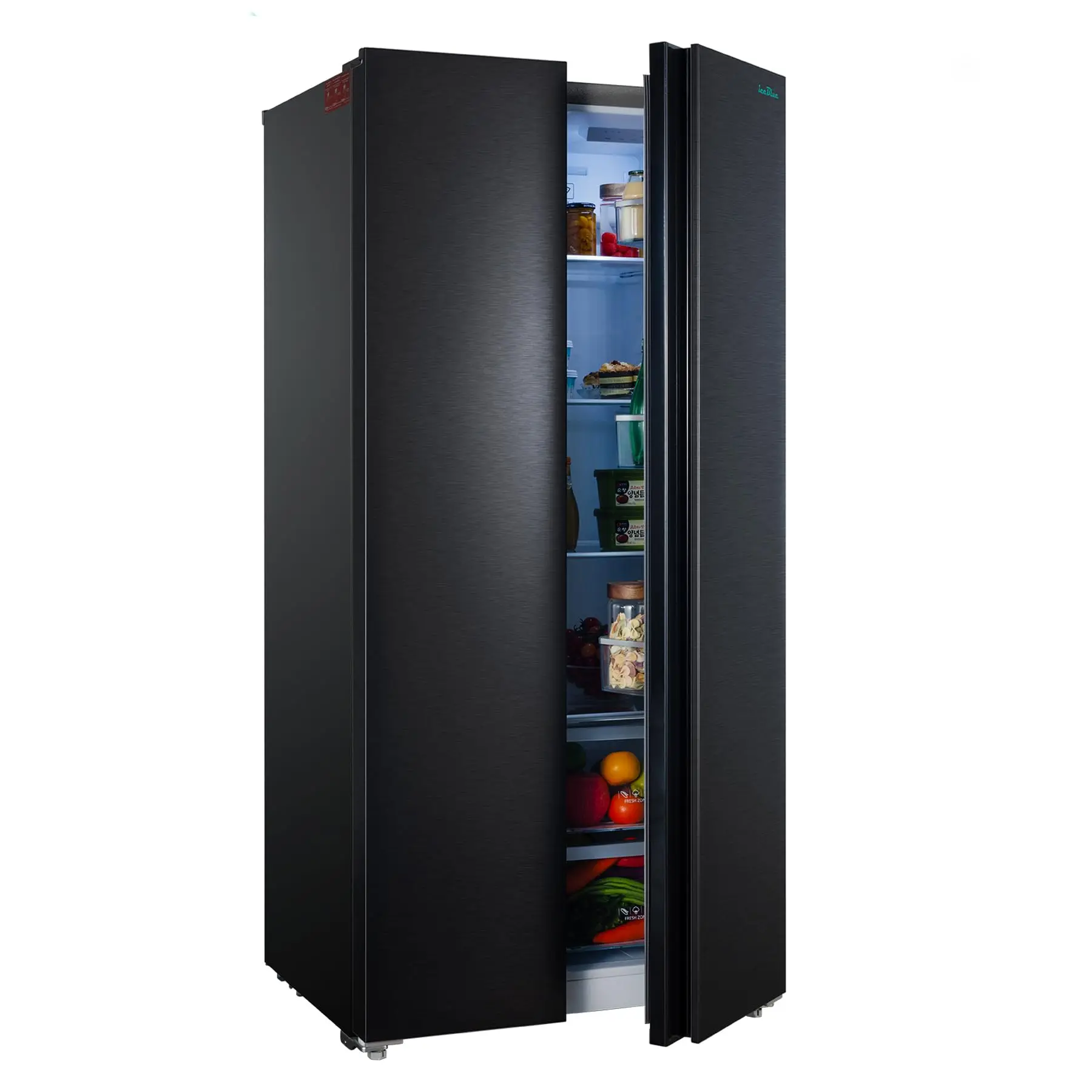 

iceBlue 15,6 Cu.Ft. Холодильники по бокам Холодильник для напитков из нержавеющей стали с морозильной камерой Холодильник с контролем температуры - черный