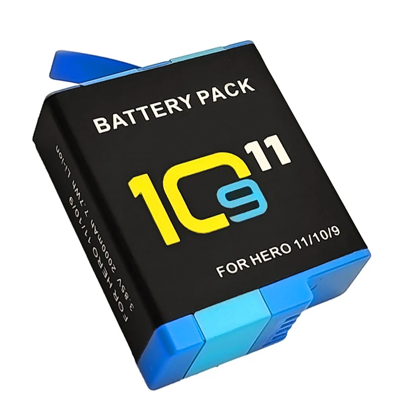 3.85V 2000mAh Li Ion Battery for GoPro HERO 9/10/11, Full - Decoded, No Pop Up Window, Ideal Sports Camera Accessories