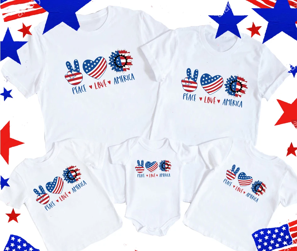 

American Independence Day family matching t-shirt Happy 4th July Custom Family shirts Patriotic Family tops Freedom tees