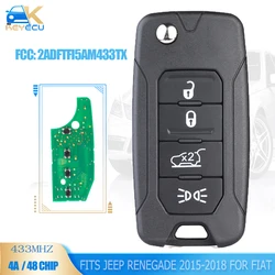 KEYECU 2ADFTFI5AM433TX Remote Key 433MHz Megamos AES 4A / ID48 for Jeep Renegade 2016 2017 2018 for Fiat 500X 2016 2017 18 2019