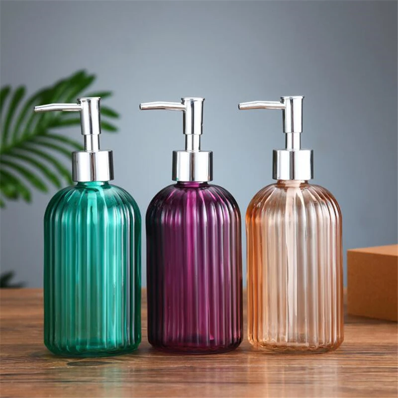 

High Quality Large 400ML Manual Soap Dispenser Clear Glass Hand Sanitizer Bottle Containers Press Empty Bottles Bathroom#GH