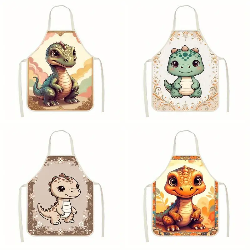 

Cute Dinosaur Pattern Apron Linen apron, suitable for kitchen cooking, parent-child interaction, painting and other scenarios