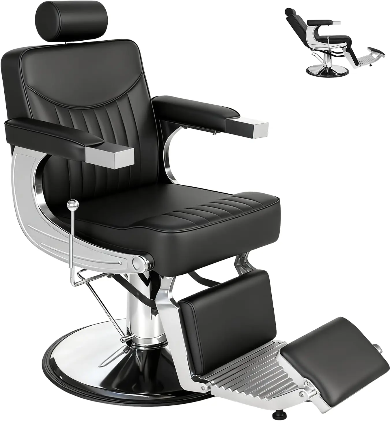 Elegant Reclining Salon Chair, 360° Swivel Adjustable Hair Styling Chair, Heavy-Duty Hydraulic Beauty