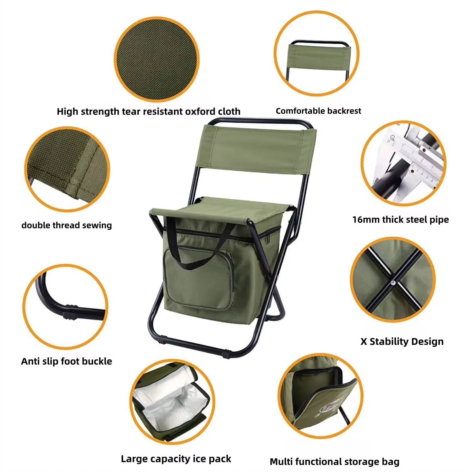 Ultralight Outdoor Folding Chair Ice Cooler Insulated Picnic Bags Ice Bag Stool Hiking Beach Camping Fishing Seat Stool