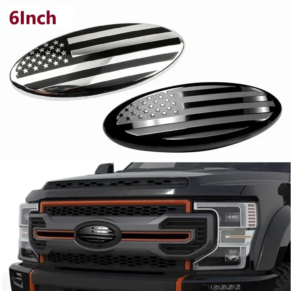 Car Front Grill American Flag Stickers Grille Emblem Logo Hood Badge For Ford F150 F250 F350 For Edge Explorer Car Styling