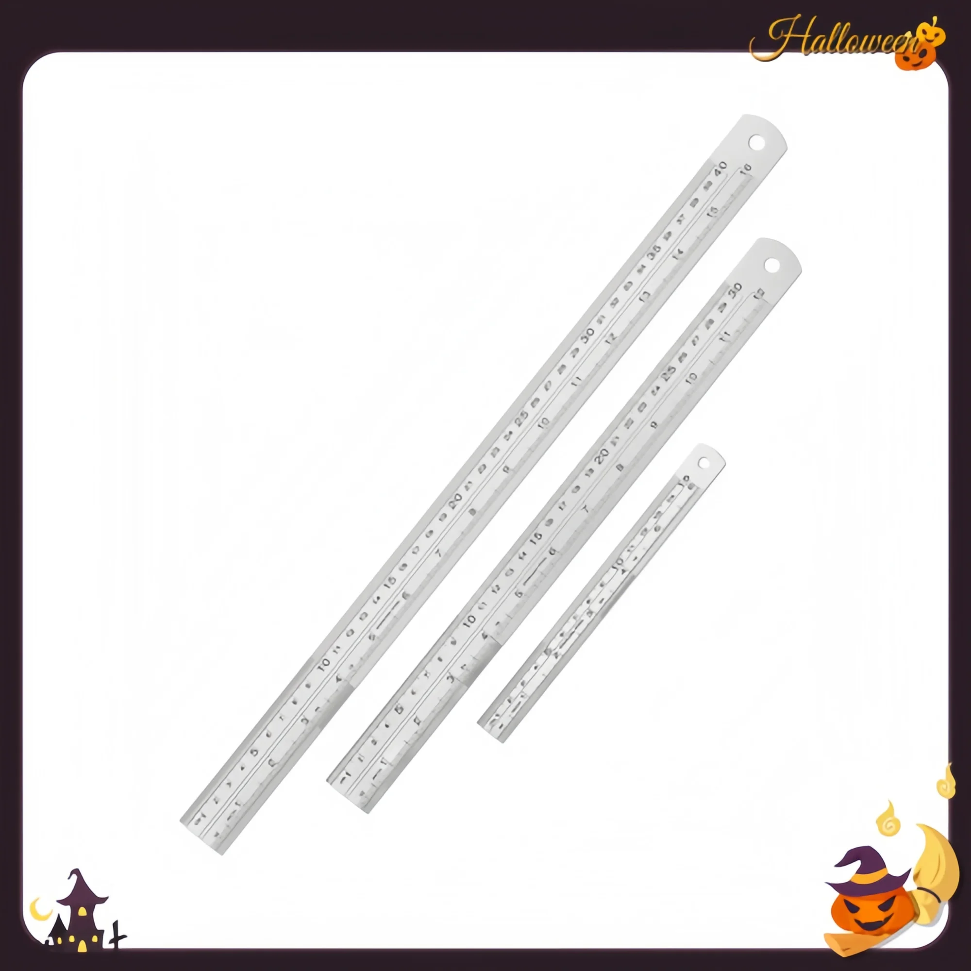 4-Pack Steel Rulers Set - 6/8/12/14 Inch Metal Rulers for School Office