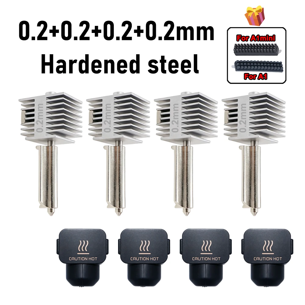 Verbeterde Hotend Kit voor Bamb Lab A2L/A1/A1 Mini Snelle Hot End Assemblage 0.2/0.4/0.6/0.8mm Gehard Staal Nozzle 3D Onderdeel