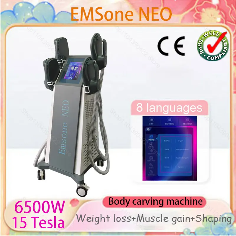 

EMS Fat Reduction and Shaping Machine EMSone NEO Fat Burning Muscle Stimulator 6500W 15 Tesla RF Technology Body Shaping Machine