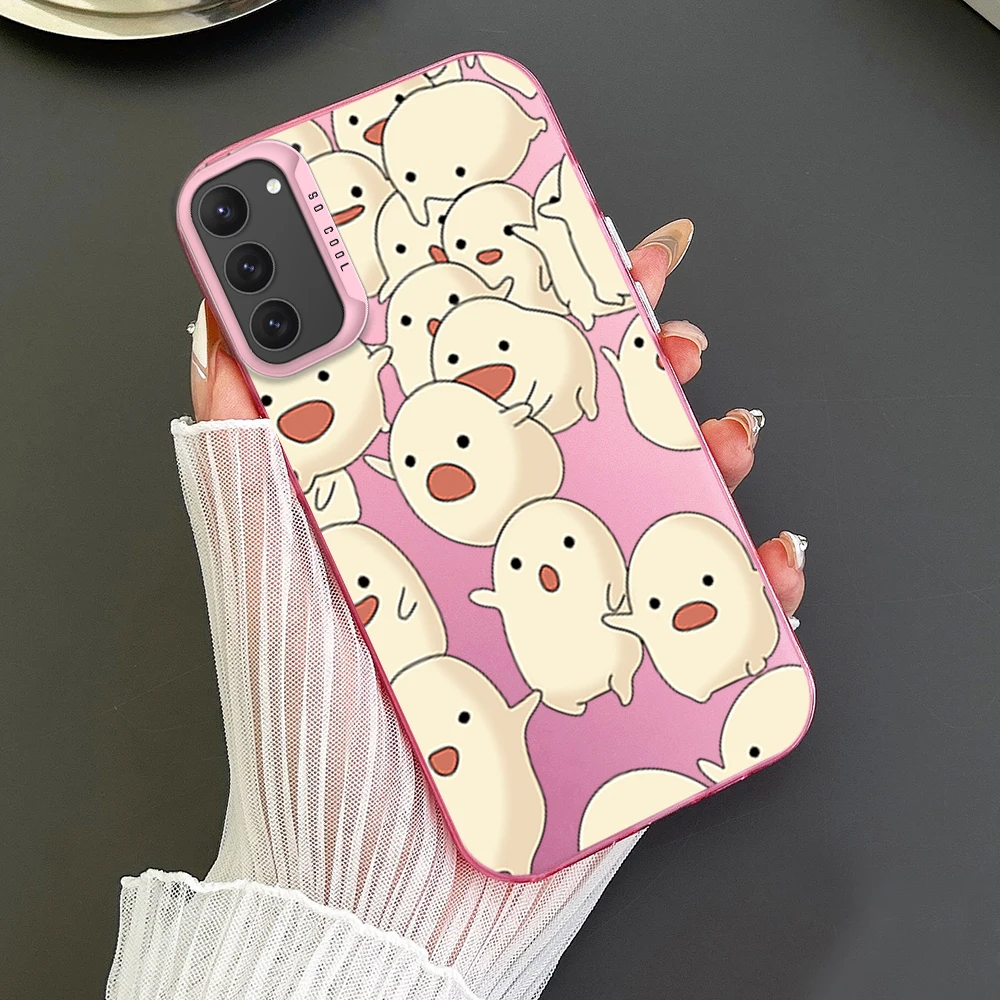 Cute Running Ghost Phone Case For Samsung S23 S24 S22 A71 A55 ULTRA PLUS FE Electroplated Silver IMD Laser Color Shell image 2
