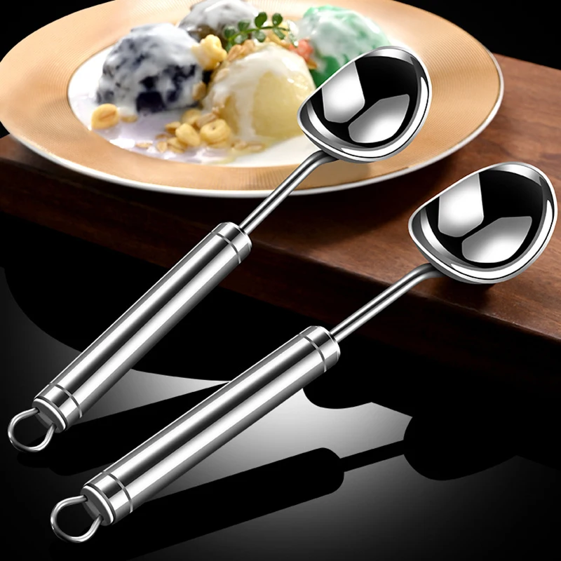 2PCS 316 Stainless Steel Ice Cream Scoop Baller Melting Ice Cream Spoon for Watermelon Fruits Dessert Vegetable Tools