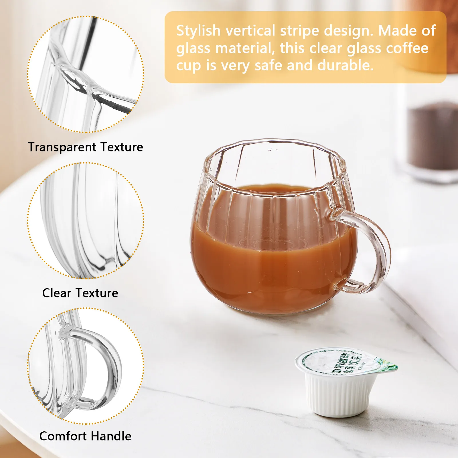 Glass Coffee Mug Clear Large Capacity Glass Cup Stable Structure Home Office Milk Juice Tea Coffee Drinking Cup