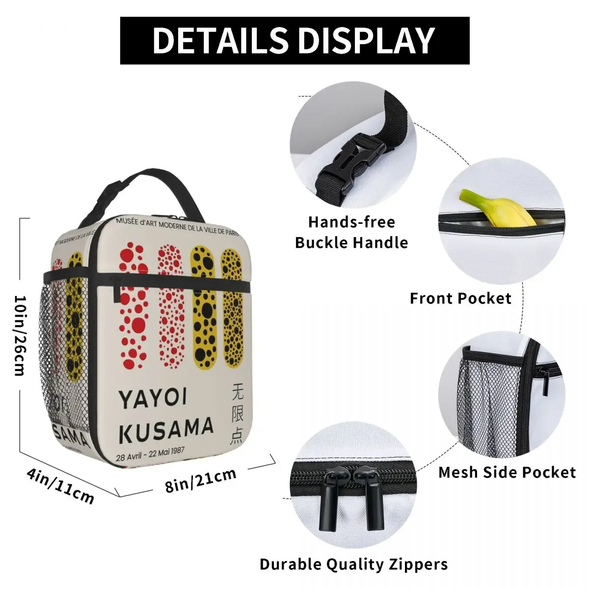 Insulated Lunch Bags Yayoi Kusama Abstract Art Product Storage Food Box Multifunction Thermal Cooler Bento Box For Outdoor