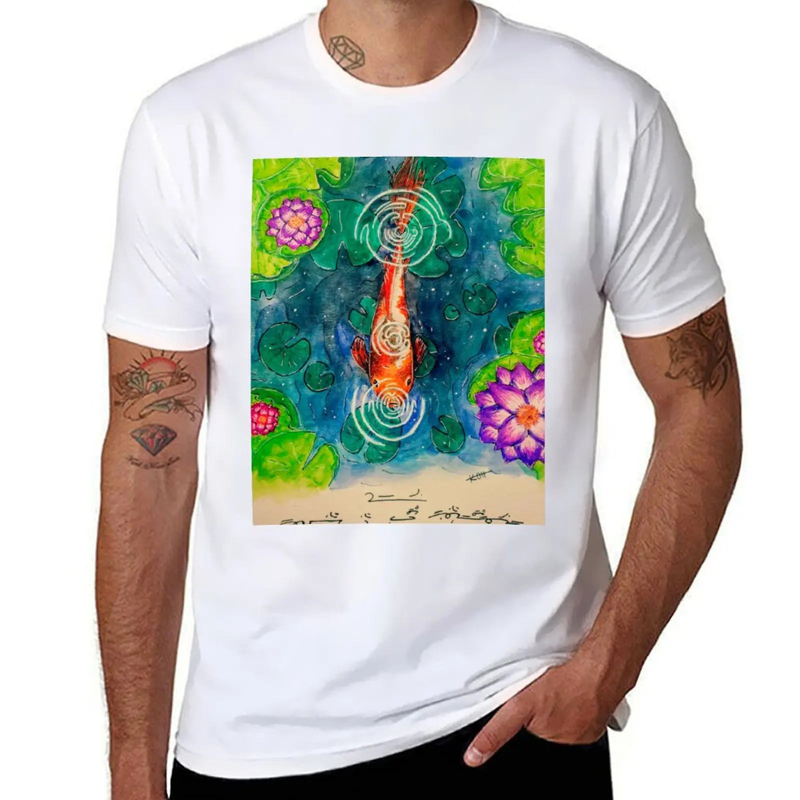 

Amid the Water Lilies - Tsevhu Visual Poetry T-Shirt t shirt man casual cotton t shirts high quality