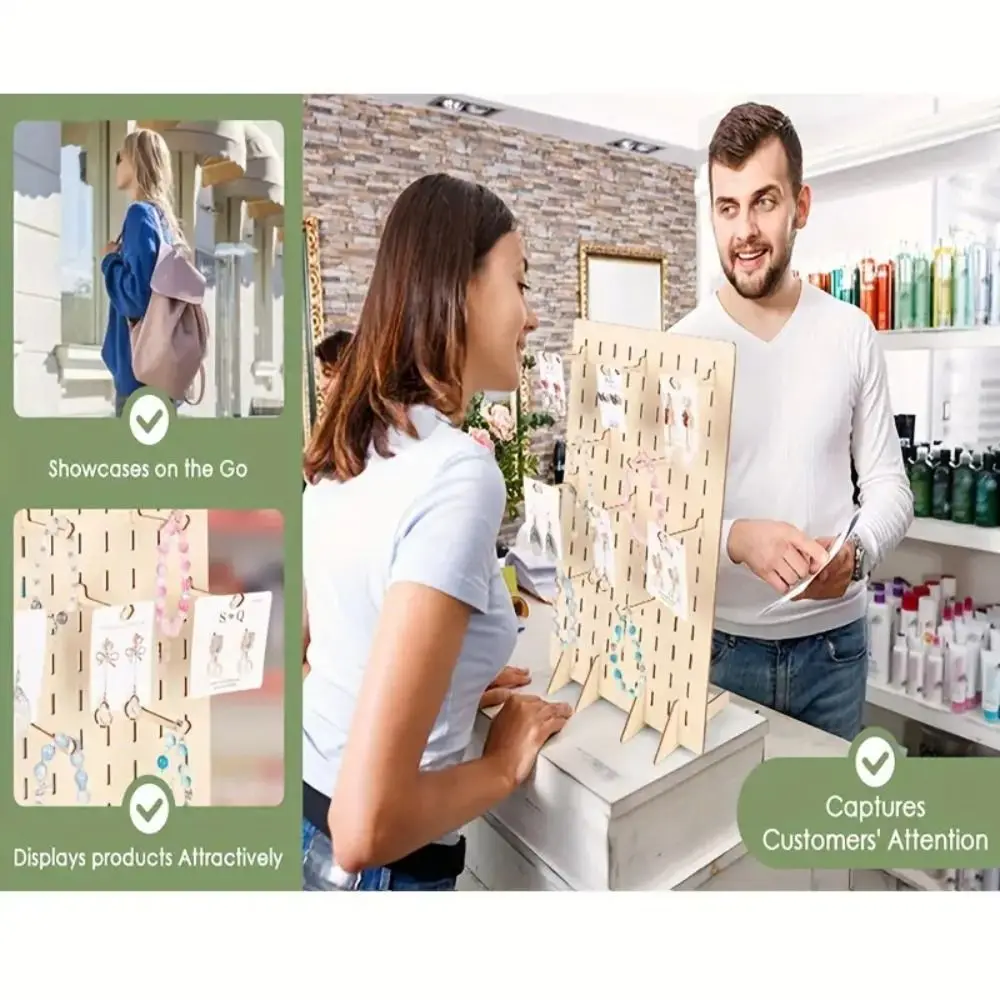 عرض جديد Pegboard حامل القرط خشبي سعة كبيرة مربط القرط المنظم بسيط دائم تخزين المجوهرات الرف