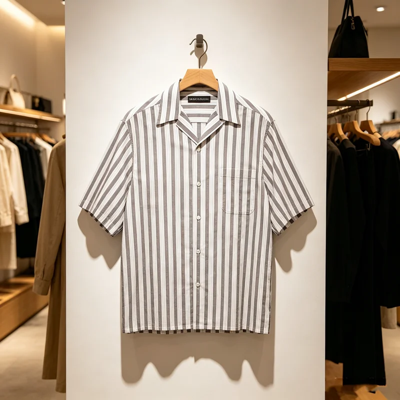 Stripe Print WACKO MARIA Pockets Short Sleeve Shirt Men Women Hawaii Beach Loose Soft Shirt Clothes Japan