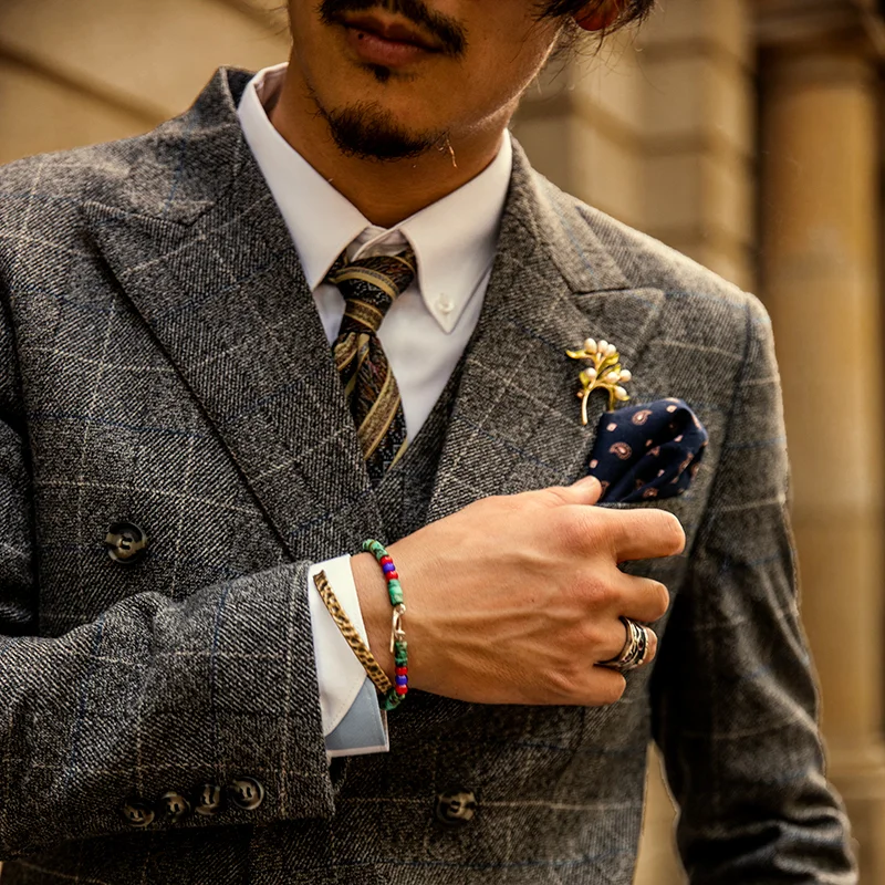 

Двубортный пиджак в британском стиле в стиле ретро, мужской клетчатый деловой деловой костюм, свадебный профессиональный костюм