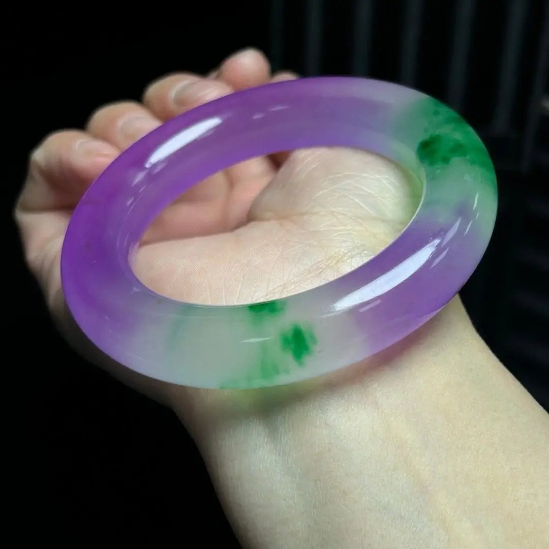 جديد ميانمار اليشم الجليد الربيع اليشم سوار المرأة فتاة أمي يانغ الأخضر البنفسجي سوار مرصع باليشم Dulong #4