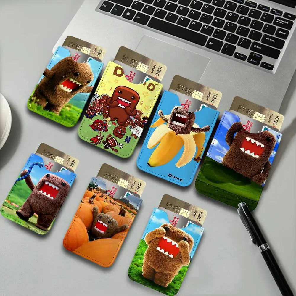 Domo Kun Anime Men's Genuine Leather Mini Card Wallet, Ultra Thin Credit Portable Business Card & Transit Bus Card
