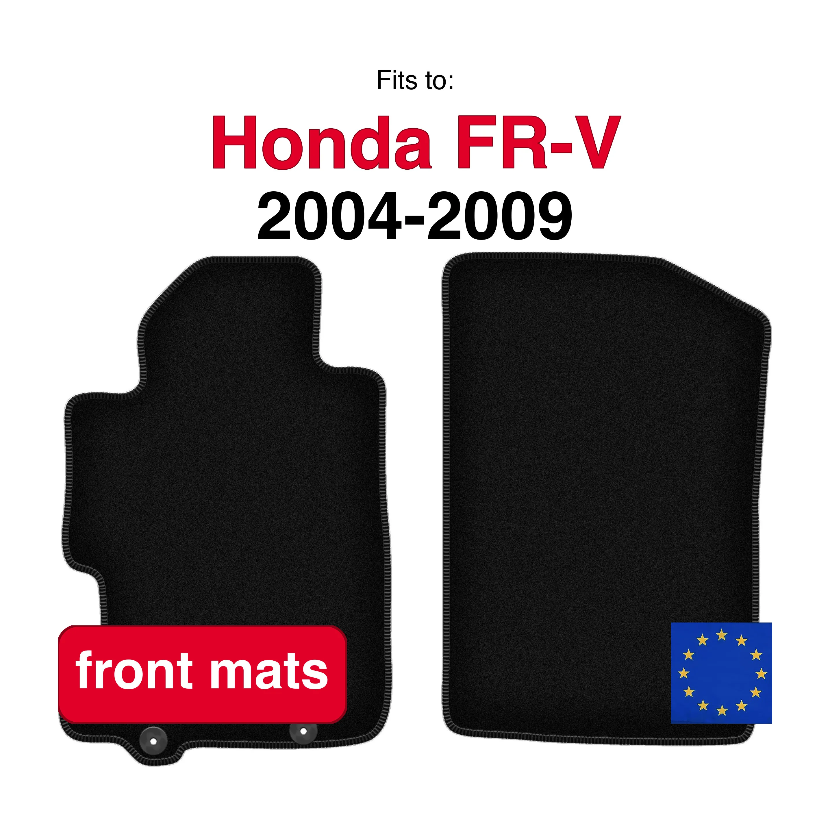 Velours vloermatten voor Honda FR-V minivan (2004-2009) - Zwart (2 stuks) set auto vloermatten voor de voorkant van de auto