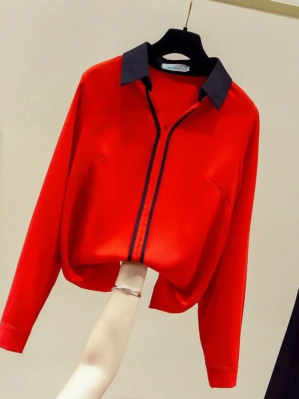 

Ele Simple Office irt for Women Long Sve Autumn Cleanfit Sle Poly Fabric A-Line Sve Thin Non-Stretch ort Sve