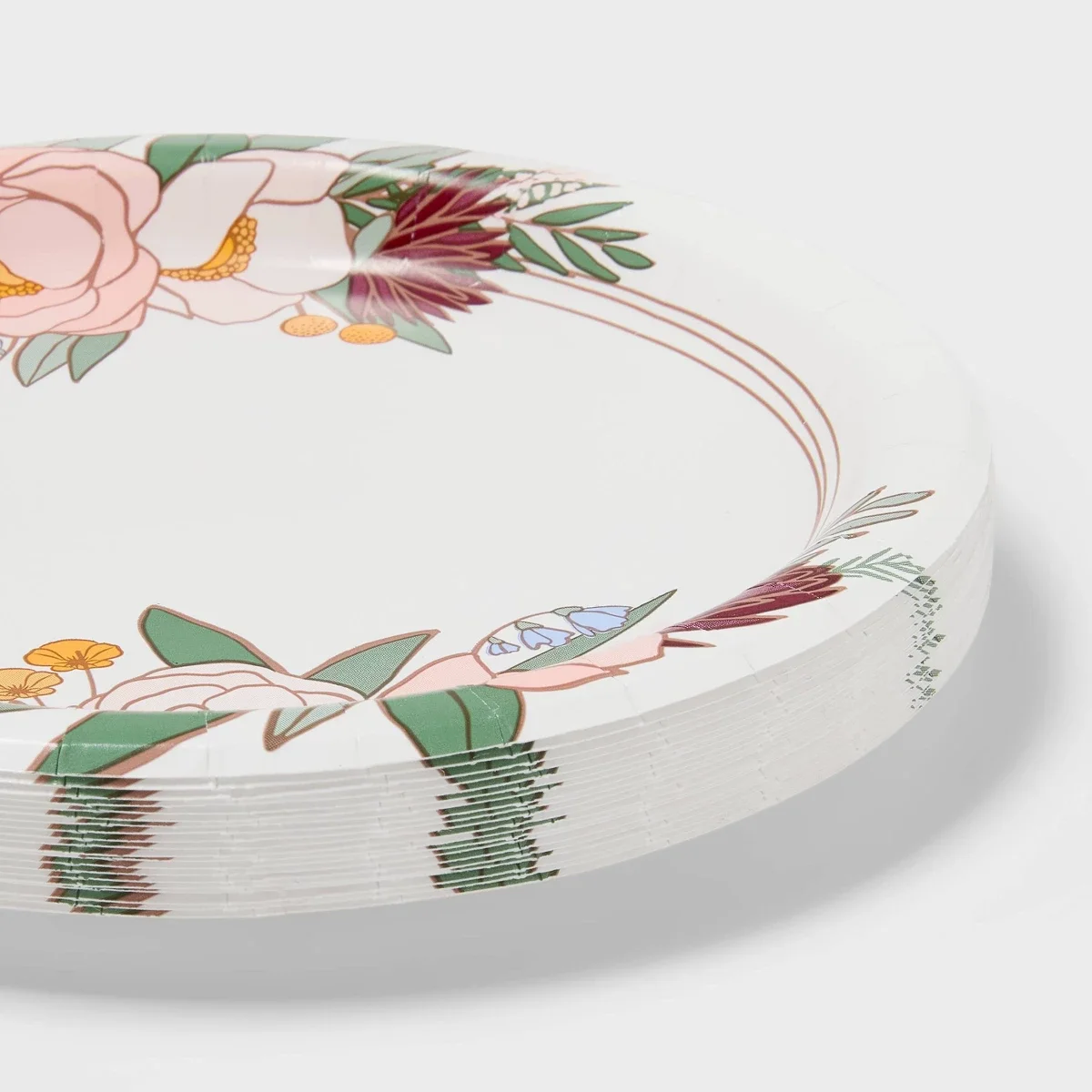 20ct Floral Greenery Snack Paper Plates