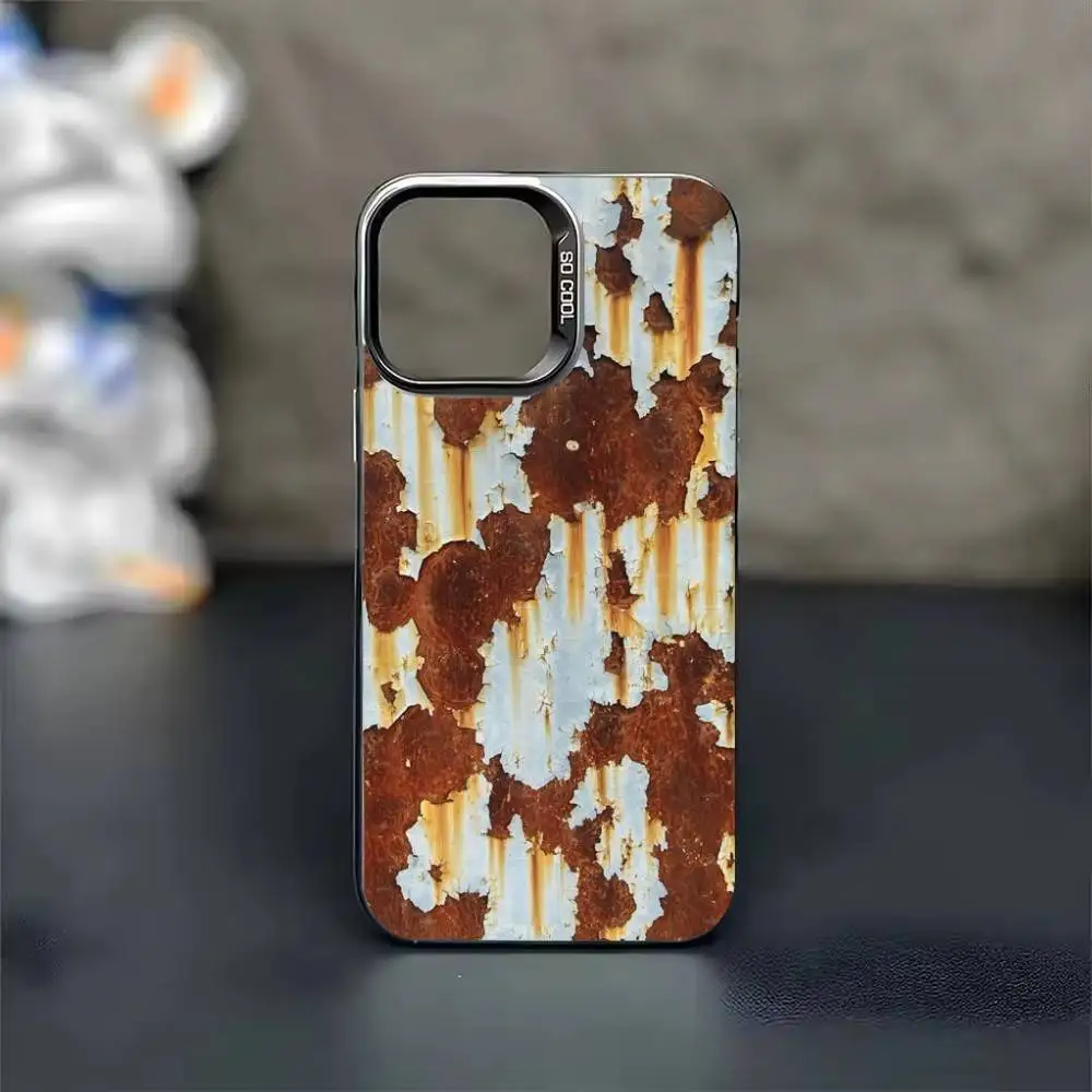 Ретро-индустриальный стиль, ржавый чехол для телефона цвета серебристого цвета для iPhone 17, 16, 15, 14, 13, 12, 11 Pro Max Plus