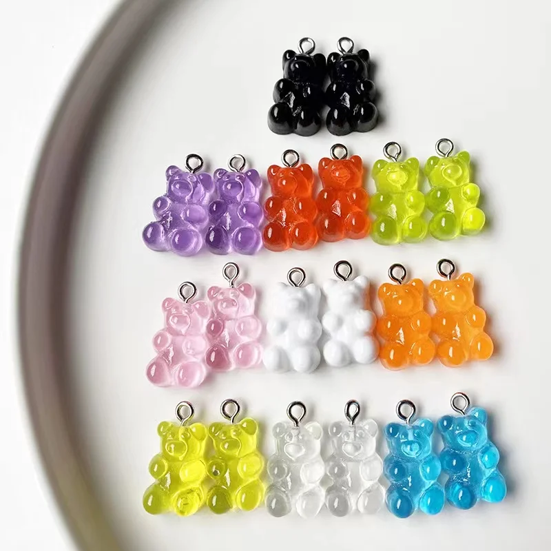 21*12mm Kawaii Miniature Transparent Bear Pendant Charms Resin For Handmade Bracelets Necklace Earring DIY Jewelry