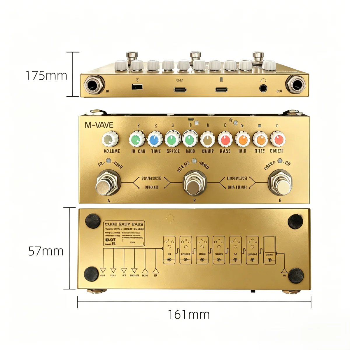 M-VAVE Cube Baby AC Multi Effects Pedal for Acoustic Guitar, IR Loading 9 AMP Models Delay Chorus Reverb Built-in Battery
