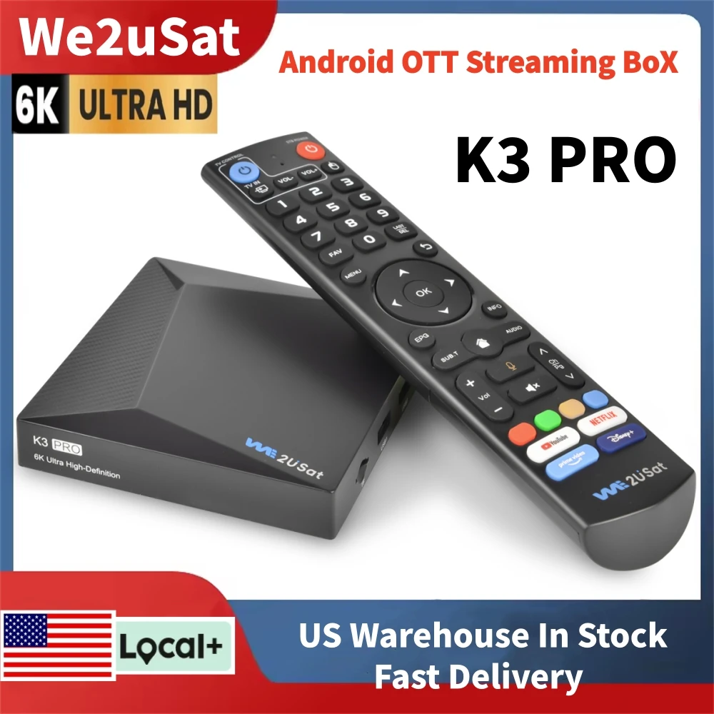 

We2USat K3 Pro Оригинальная Android Smart TV приставка 4 ГБ+32 ГБ WiFi BT5.0 1000M HDR медиаплеер, лучше, чем Vseebox V5 Pro