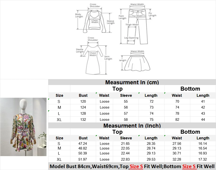 2024 New High Quality Silk Multicolor O Neck Floral Print Long Sleeve Diamonds Pressed Women Blouse Tops and Mini Skirt Set