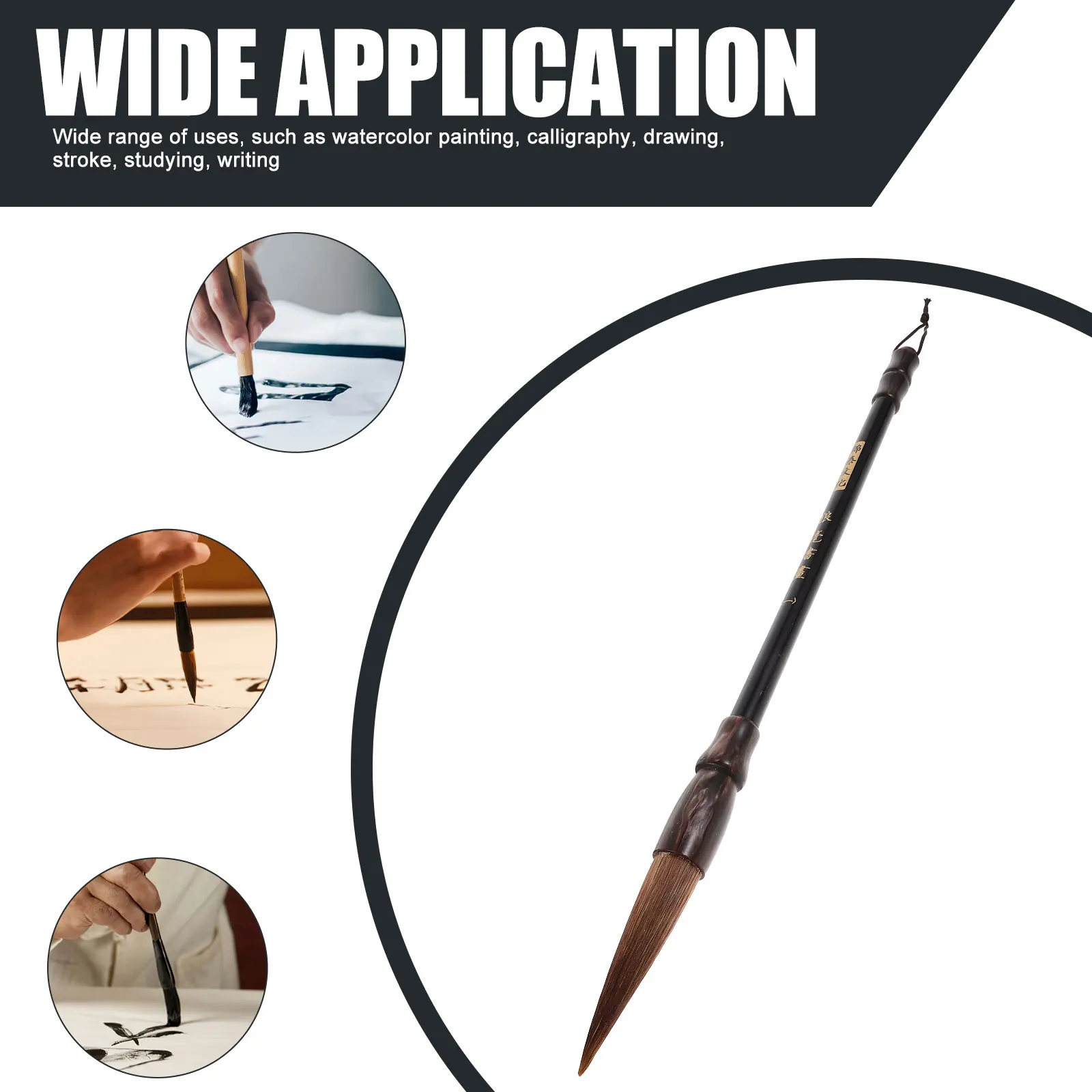 

1Pcs Large Chinese Calligraphy Brush Pen Wool Hair Wooden Handle Traditional Ink Brush for Writing Painting Calligraphy Practice