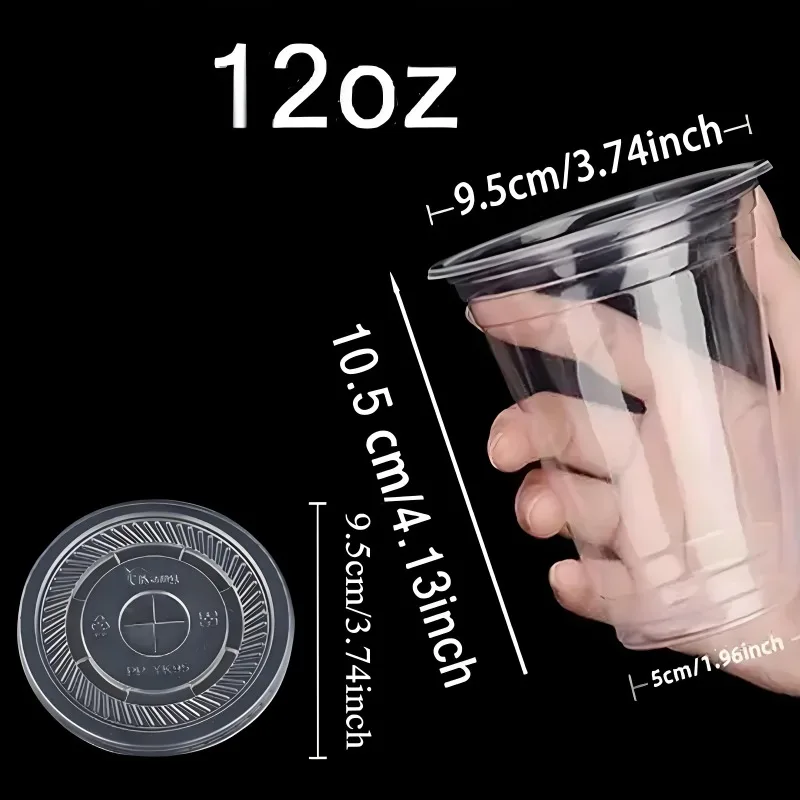 50 Stuks Doorzichtige Wegwerp Plastic Bekers Platte Deksels Drinkbeker Voor Party Bruiloft Ijs Koffie Milkshakes Smoothies Koude Drankjes