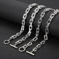 7mm Stainless Steel Chain Blade Link Chains Chokers Necklace For Mens Jewelry Silver Plated Solid Metal Fashion Jewelry