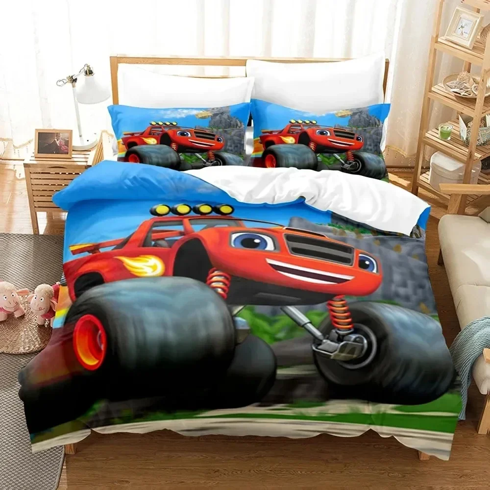 3D Print Blaze Cartoon Monster Machines Comfortable Duvet Quilt Cover Pillowcase Bedding Set Bedroom Decoration Home Textile
