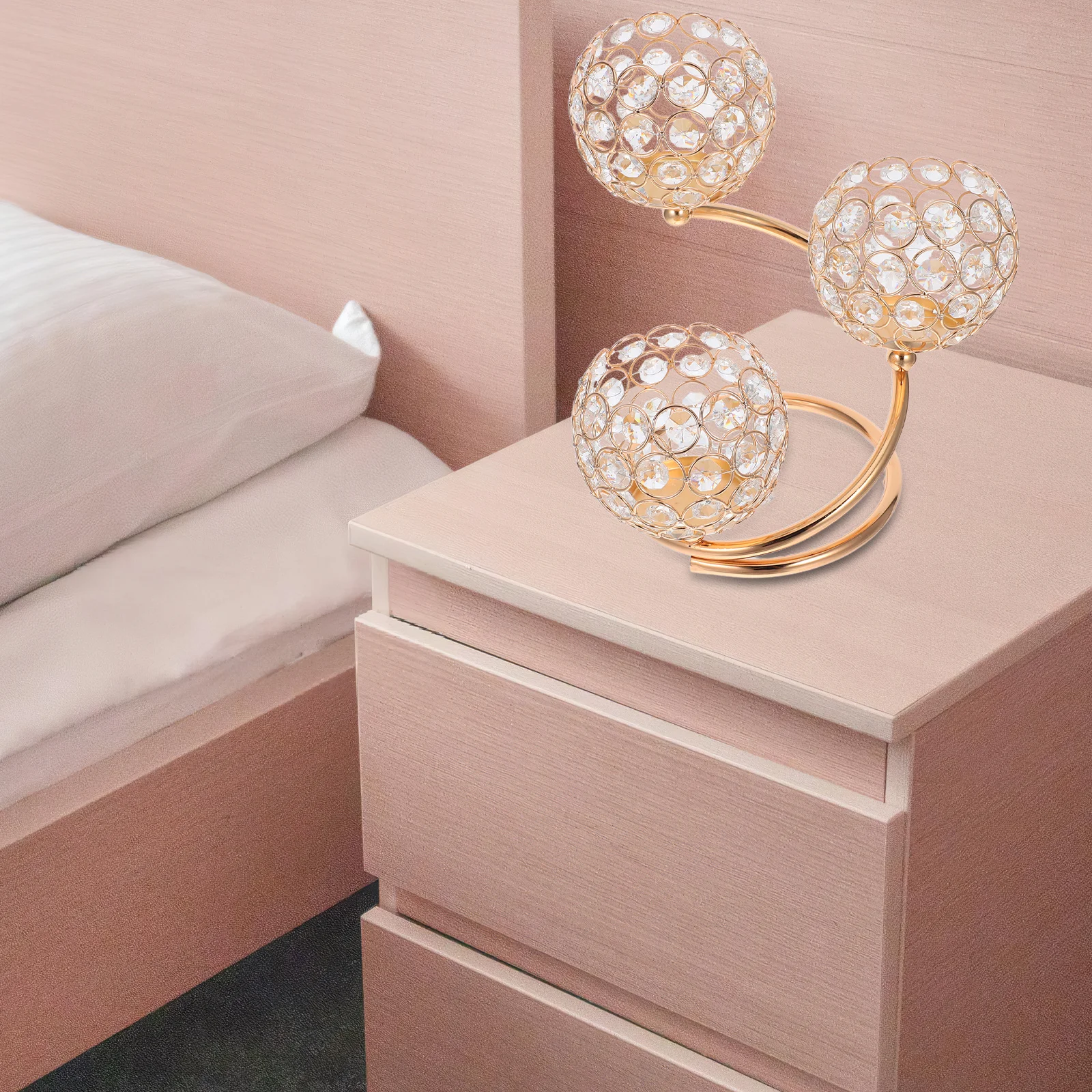 

Crystal Holder 3-Tier Spiral Iron Base Table Centerpiece Decor For Wedding Dining Room Home Events Candelabra