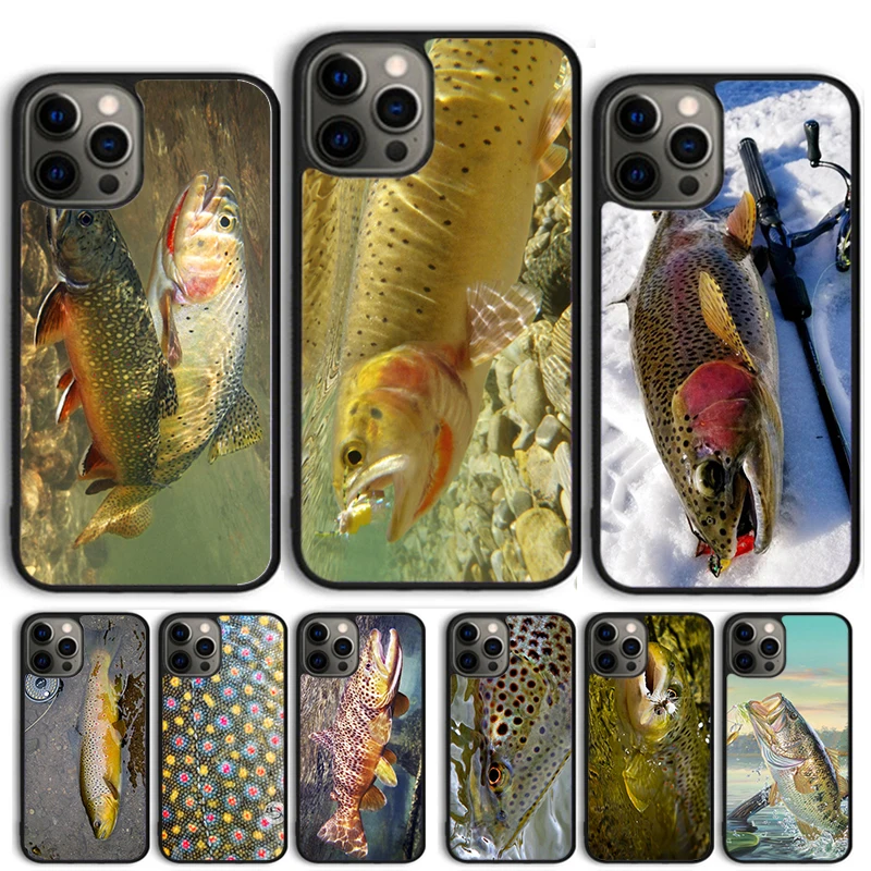 Custodia per telefono in pelle per pesca alla trota arcobaleno per iPhone 17 Air 16 15 14 11 12 13 Pro MAX Plus cover shell coque
