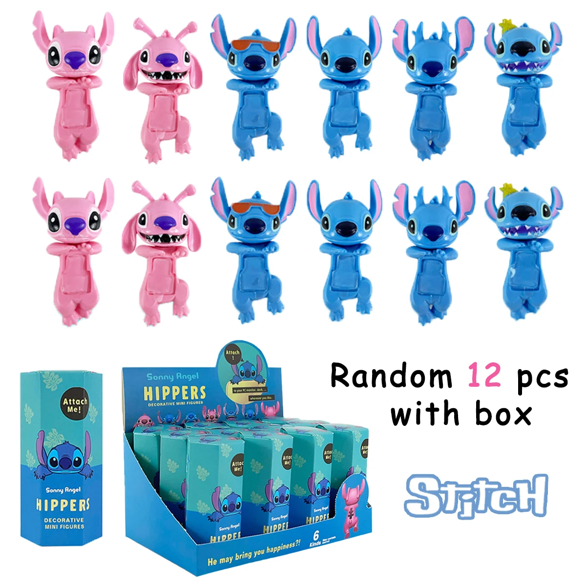 Stitch sonny anjo surpresa caixa cega festa anjo misterioso caixa cega bonito anime figuras modelo de natal boneca presentes