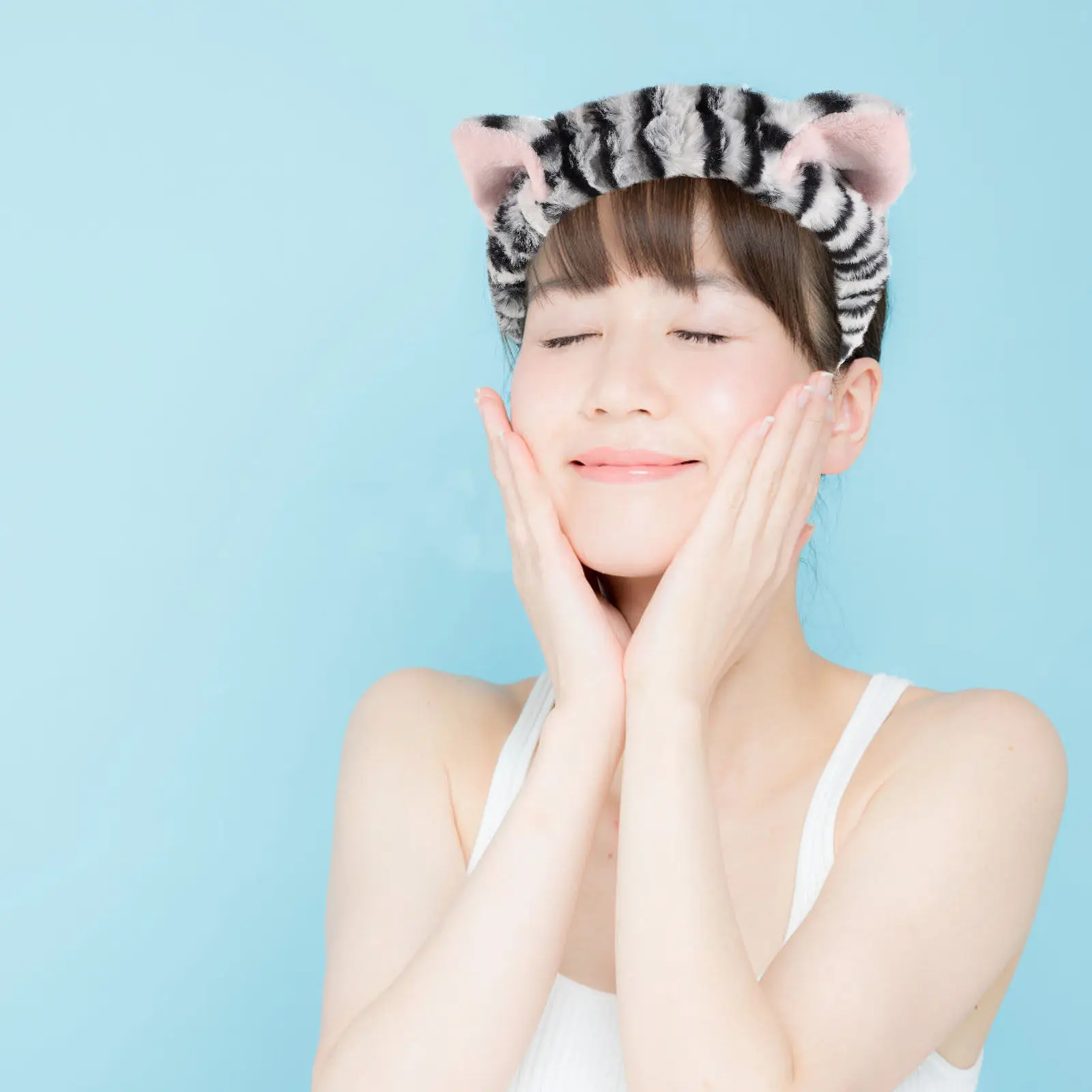 

2Pcs Women Tiger Ears Hairband Elastic Stretch Head Wraps Spa Skincare Makeup Face Wash Cute Animal Tiger Print Hair Accessories