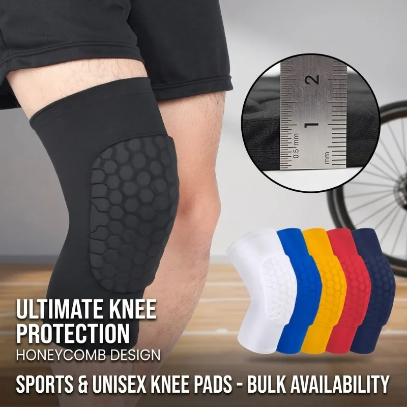 Knee Pads for Sports, Unisex Protective Gear with Honeycomb Design for Basketball Football Cycling Running