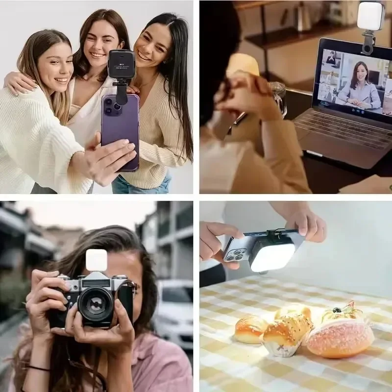 Portable Phone Ring Light Clip On LED Selfie Fill Light 10 Brightness Levels Rechargeable for Live Streaming Makeup Vlog