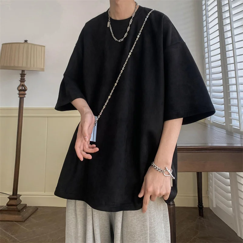 Oversized Solid Color T-shirt 9 Colors Men Summer New Half Sleeve Hip Hop Drop Shoulder Casual Tshirt Fashions Harajuku Tee Tops