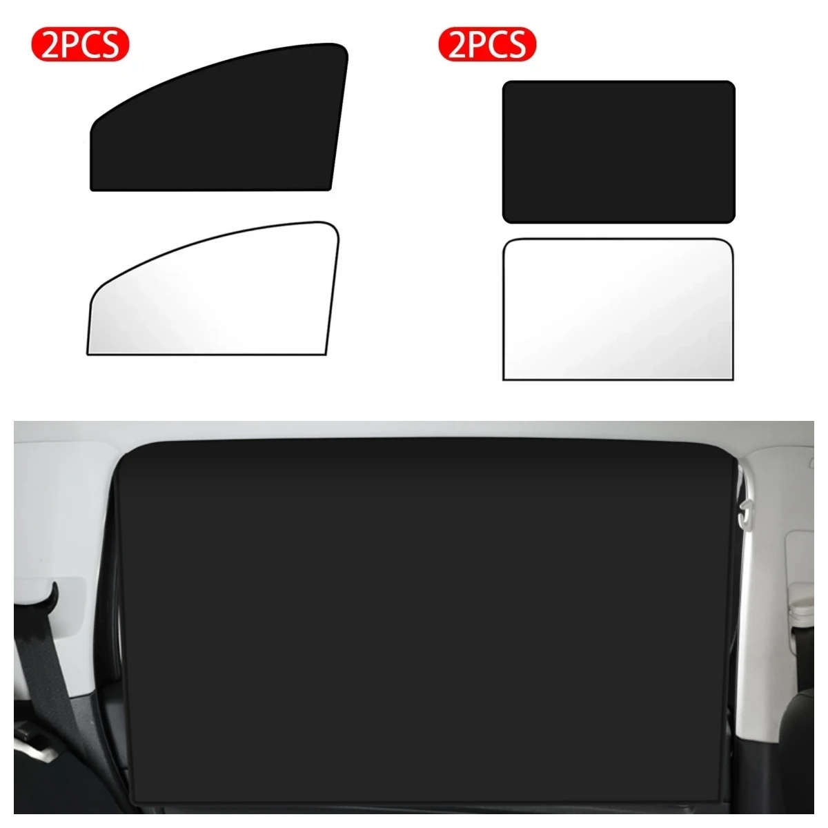 زوج واحد من ستارة السيارة المغناطيسية القوية ذات الوجهين، ستارة سيارة مغناطيسية غير شفافة للحماية من أشعة الشمس في الصيف