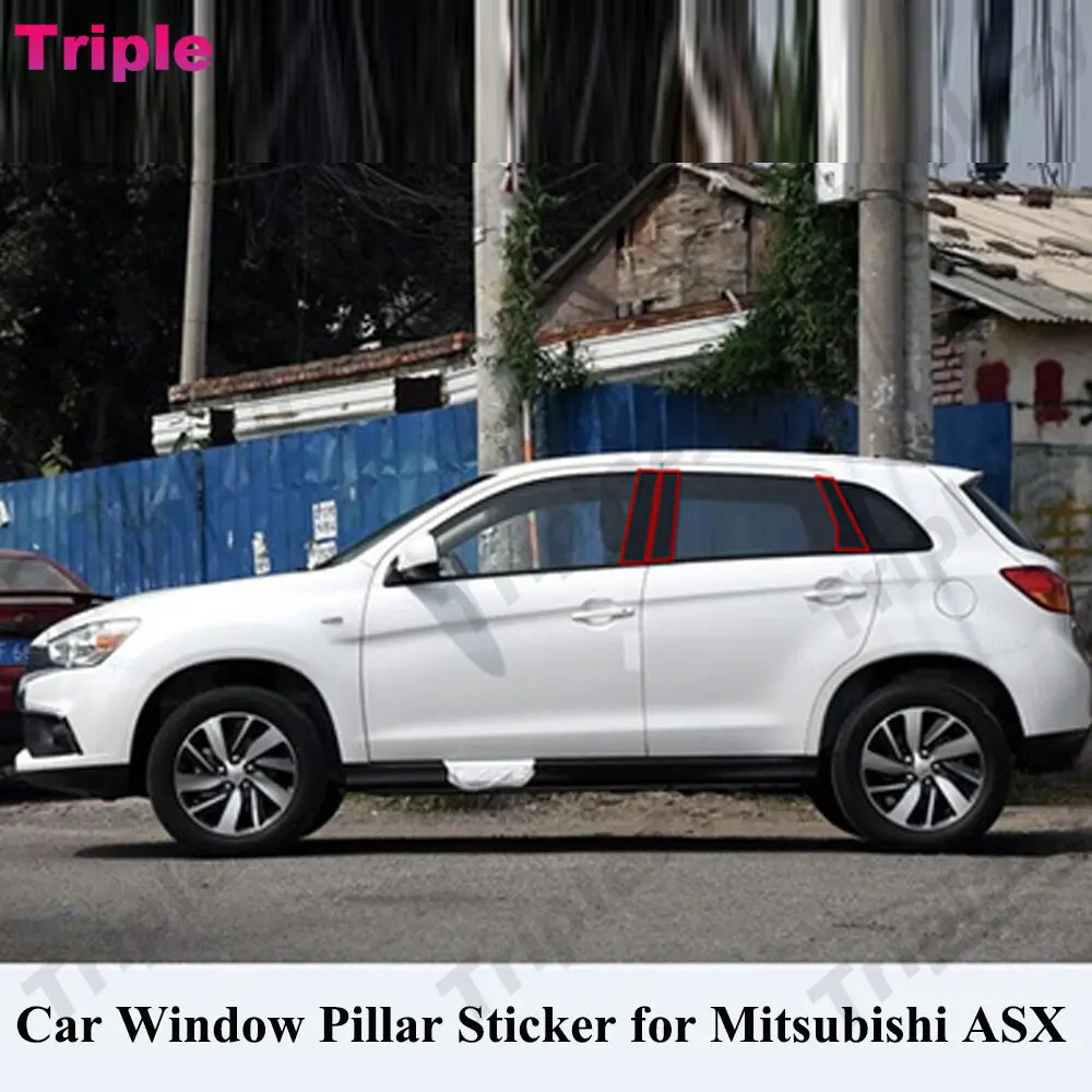 6Pcs Glossy Piano Black Car Window Door Column BC Pillar Post Cover Trim For Mitsubishi Outlander Sport ASX RVR 2010-2022 - view 2